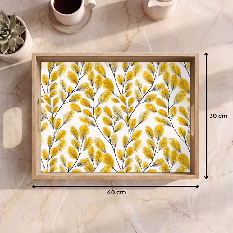 Dienblad - Bladeren - Botanisch - Elegant - Geel - Zwart — 9