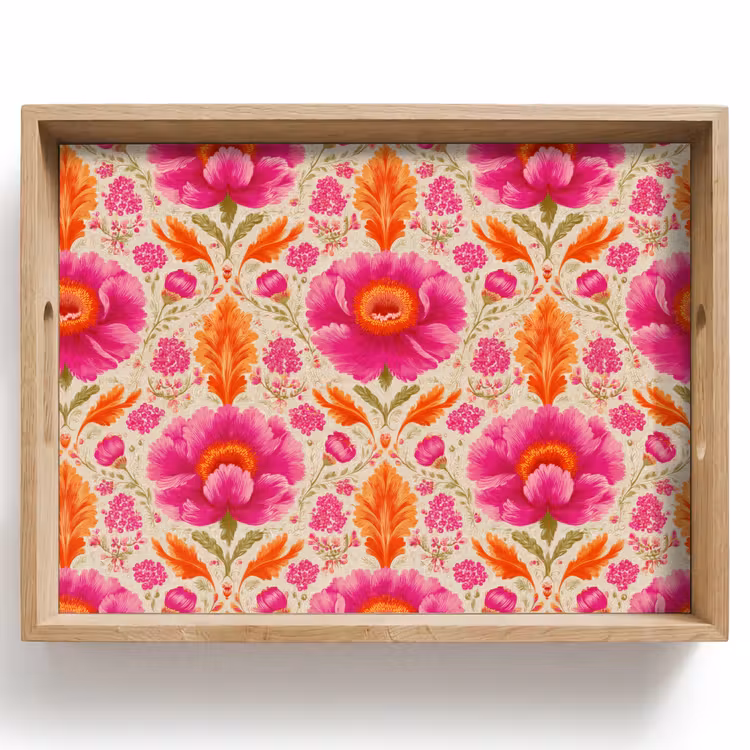 Dienblad - Bloemen - Barok - Roze - Oranje — 1