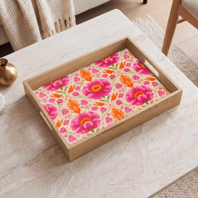 Dienblad - Bloemen - Barok - Roze - Oranje — 2