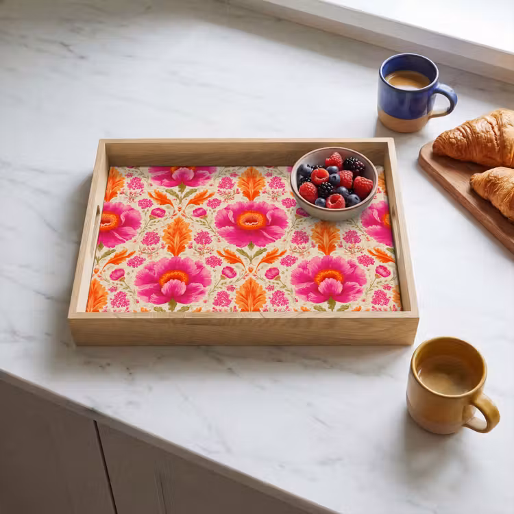 Dienblad - Bloemen - Barok - Roze - Oranje — 4