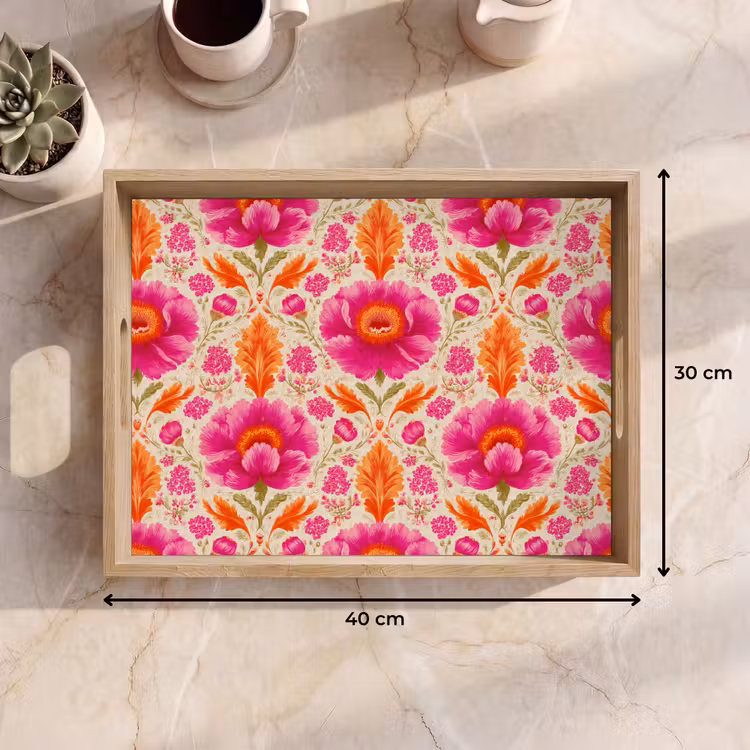 Dienblad - Bloemen - Barok - Roze - Oranje — 9