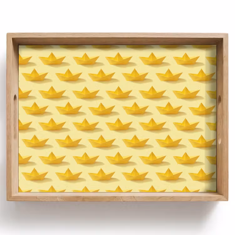 Dienblad - Bootjes - Origami - Creatief - Geel — 1