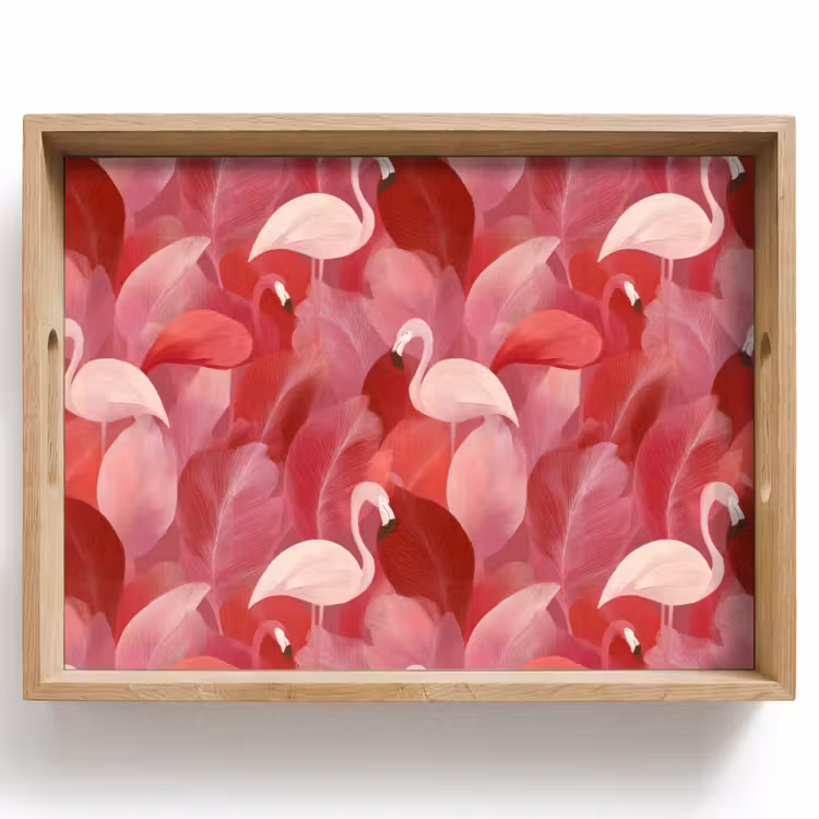Dienblad - Flamingo - Botanisch - Elegant - Roze - Rood — 1