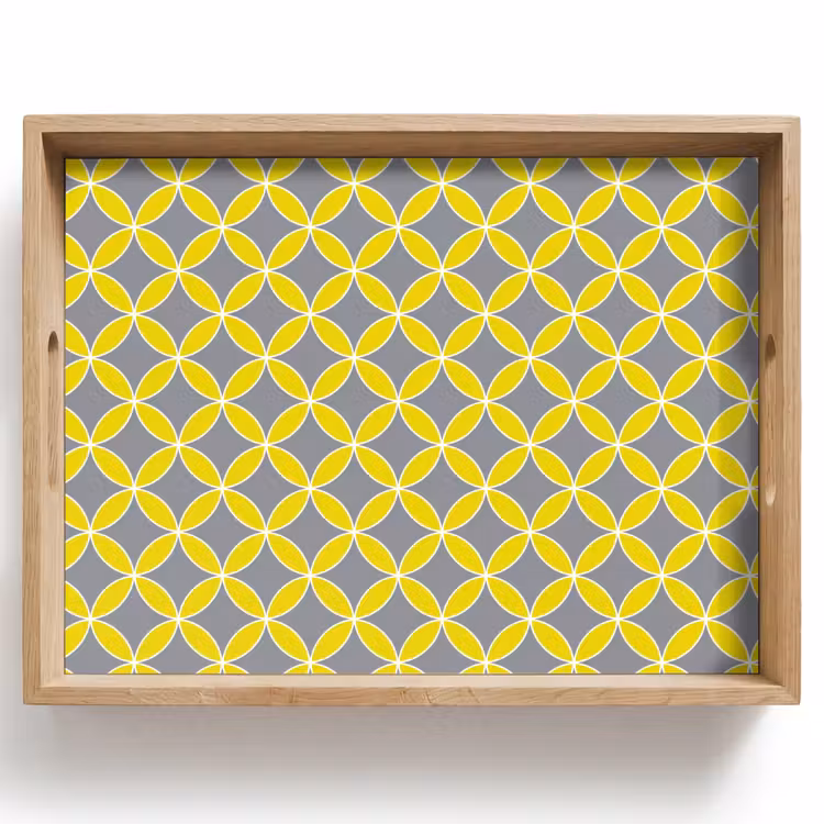 Dienblad - Geometrisch - Cirkels - Modern - Grijs - Geel — 1