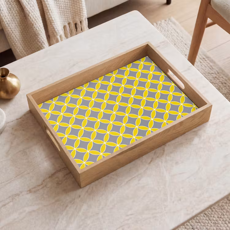 Dienblad - Geometrisch - Cirkels - Modern - Grijs - Geel — 2