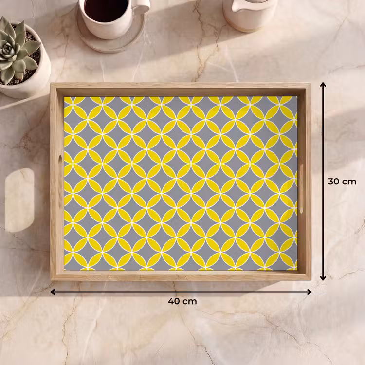 Dienblad - Geometrisch - Cirkels - Modern - Grijs - Geel — 9