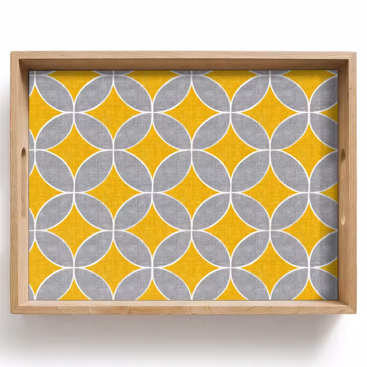 Dienblad - Geometrisch - Cirkels - Textuur - Grijs - Geel — 1