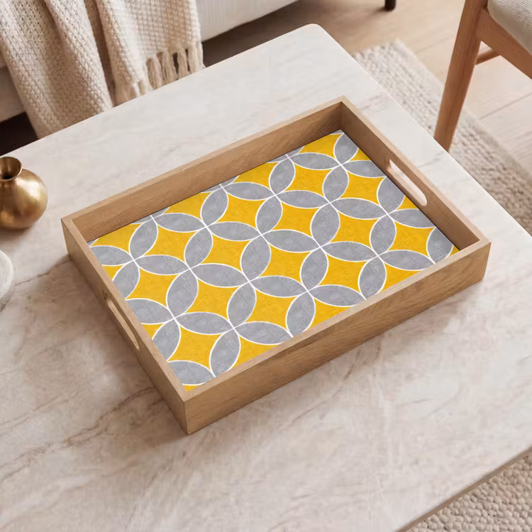 Dienblad - Geometrisch - Cirkels - Textuur - Grijs - Geel — 2