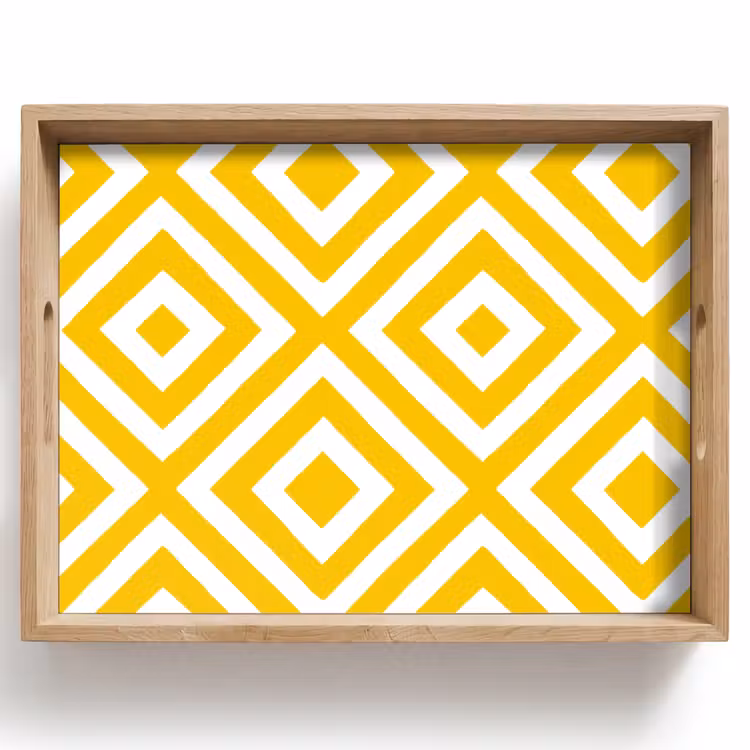 Dienblad - Geometrisch - Lijnen - Modern - Geel - Wit — 1