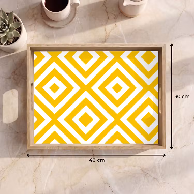 Dienblad - Geometrisch - Lijnen - Modern - Geel - Wit — 9