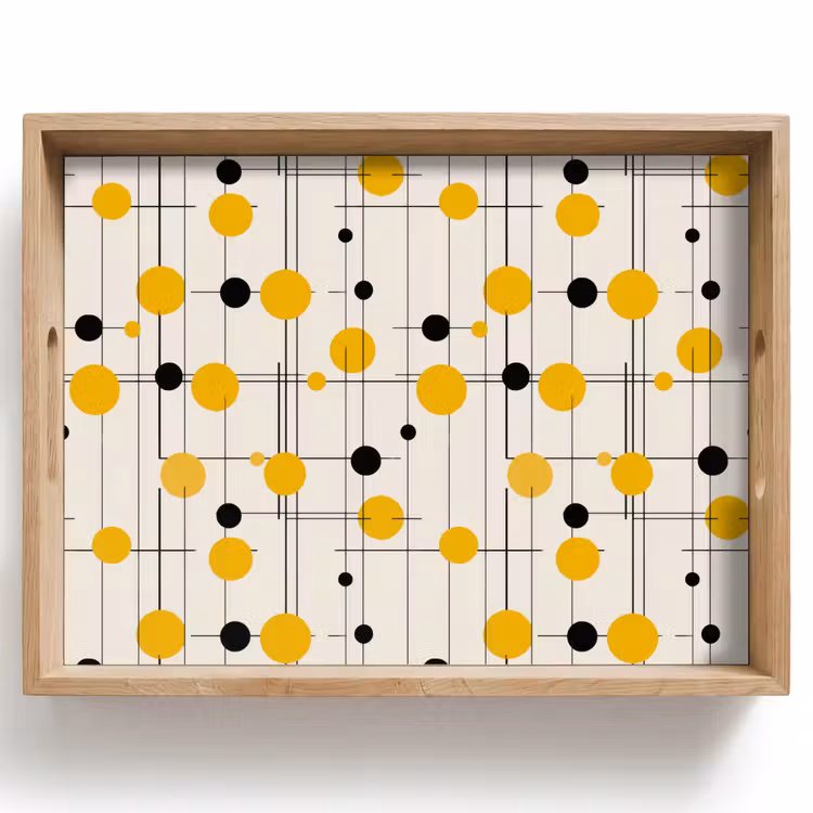 Dienblad - Geometrisch - Retro - Lijnen - Okergeel - Zwart — 1