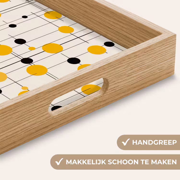 Dienblad - Geometrisch - Retro - Lijnen - Okergeel - Zwart — 5