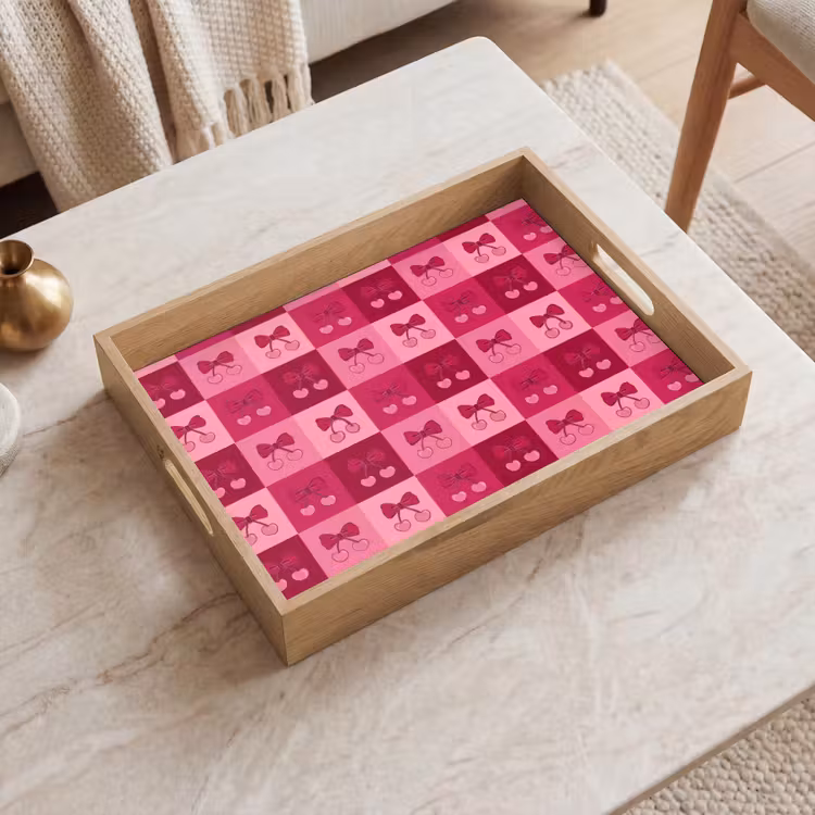 Dienblad - Kersen - Strikjes - Speels - Roze - Bordeaux — 2