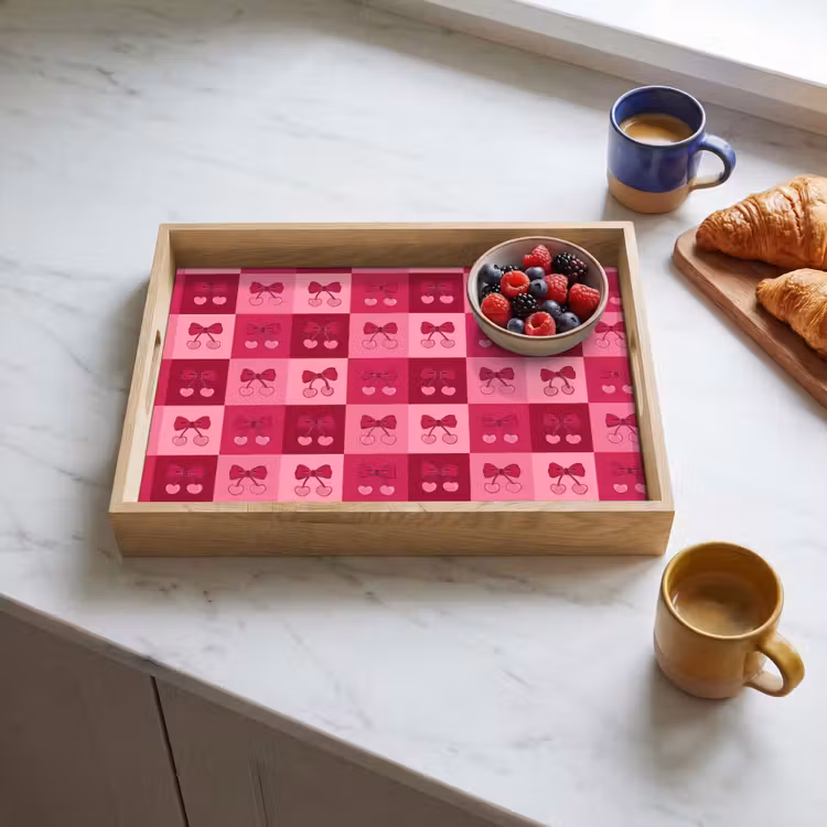 Dienblad - Kersen - Strikjes - Speels - Roze - Bordeaux — 4