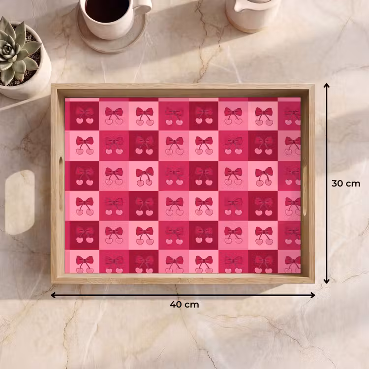 Dienblad - Kersen - Strikjes - Speels - Roze - Bordeaux — 9