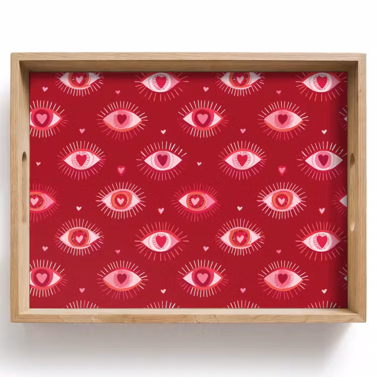 Dienblad - Ogen - Patroon - Roze - Donkerrood — 1
