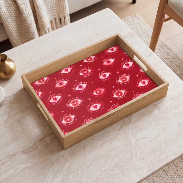 Dienblad - Ogen - Patroon - Roze - Donkerrood — 2