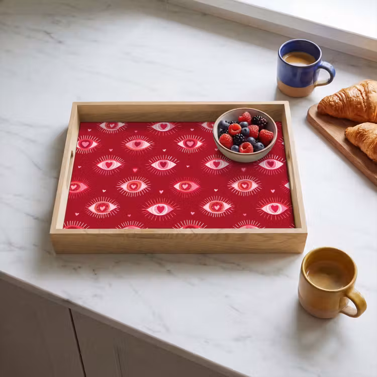 Dienblad - Ogen - Patroon - Roze - Donkerrood — 4