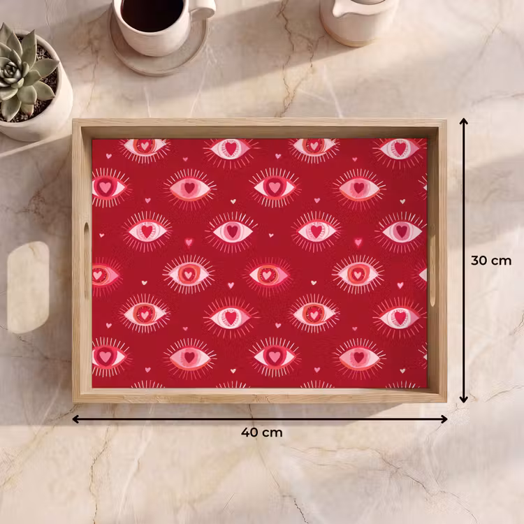 Dienblad - Ogen - Patroon - Roze - Donkerrood — 9