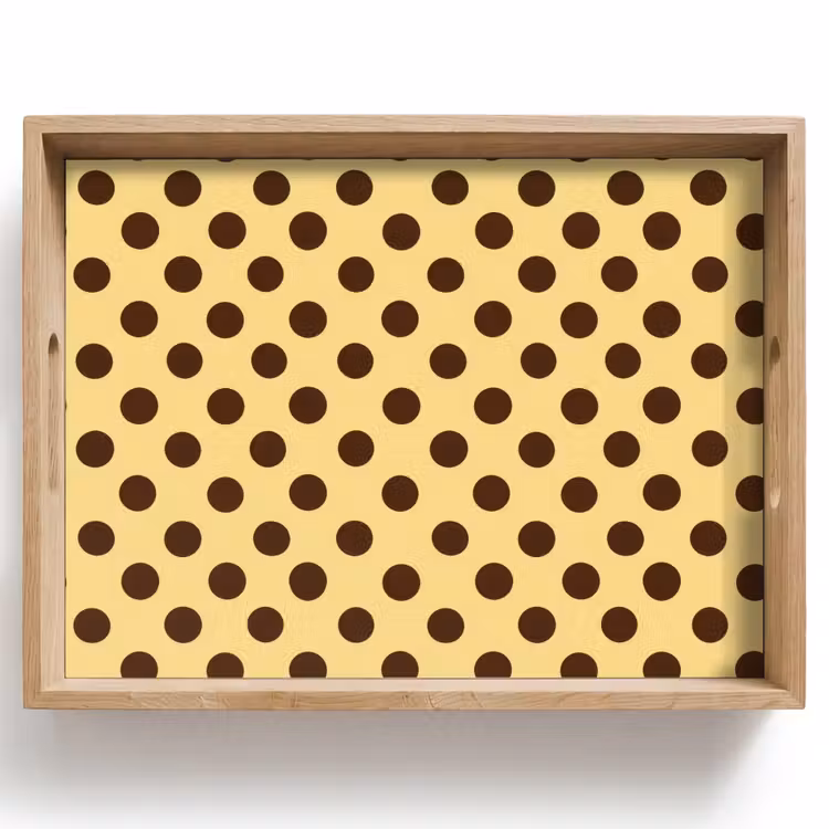 Dienblad - Polka Dot - Stippen - Retro - Geel - Bruin — 1