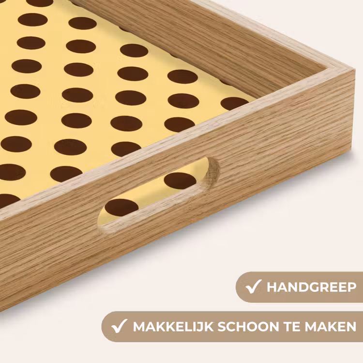 Dienblad - Polka Dot - Stippen - Retro - Geel - Bruin — 5