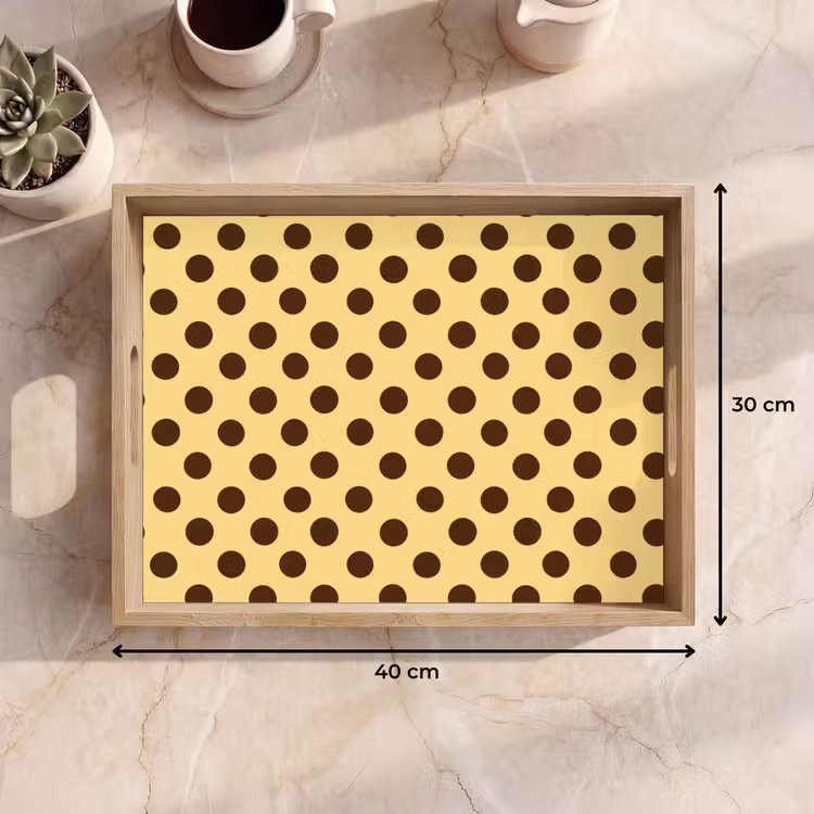 Dienblad - Polka Dot - Stippen - Retro - Geel - Bruin — 9