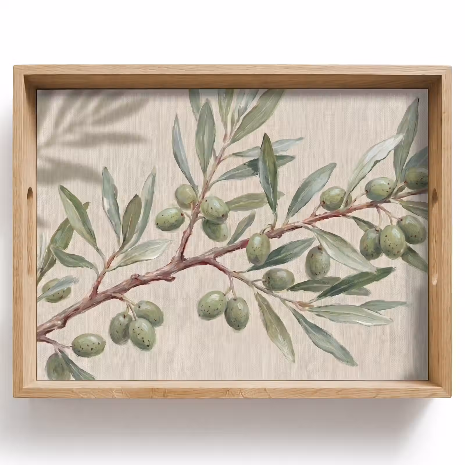 Dienblad - Olijftak - Bladeren - Natuur - Groen - Beige — 1
