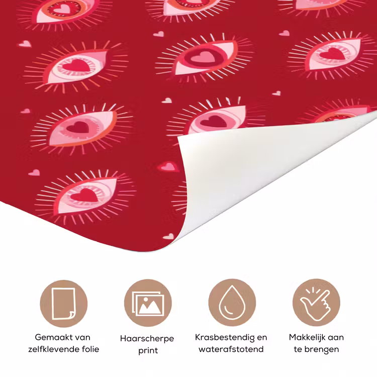 Deursticker - Ogen - Patroon - Roze - Donkerrood — 3