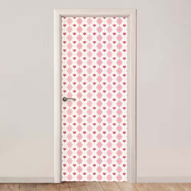 Deursticker - Ruiten - Klassiek - Roze - Wit — 1