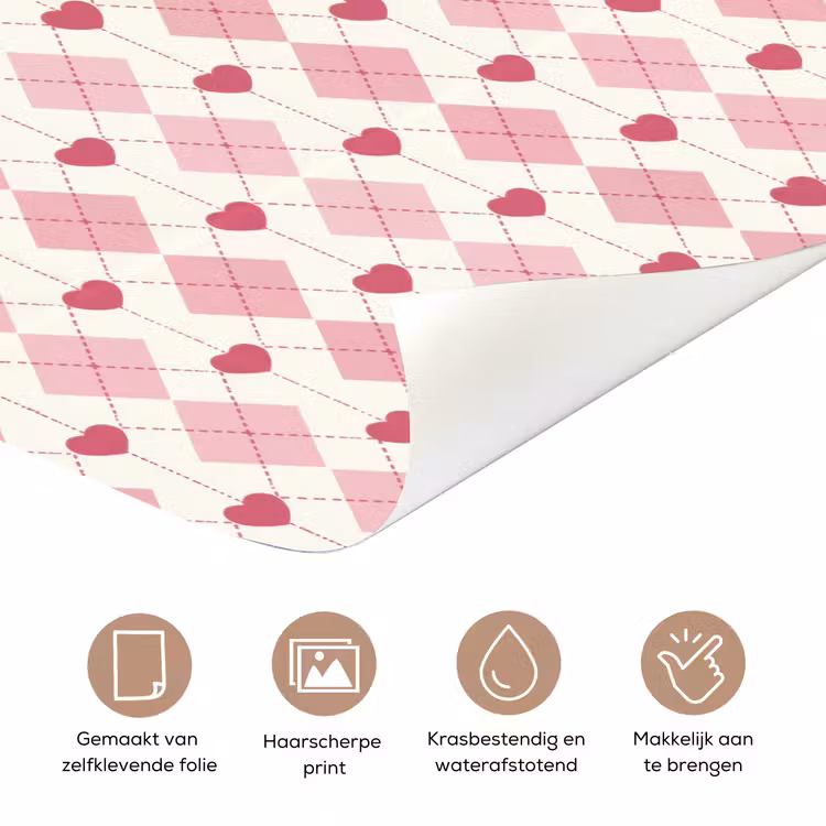 Deursticker - Ruiten - Klassiek - Roze - Wit — 3