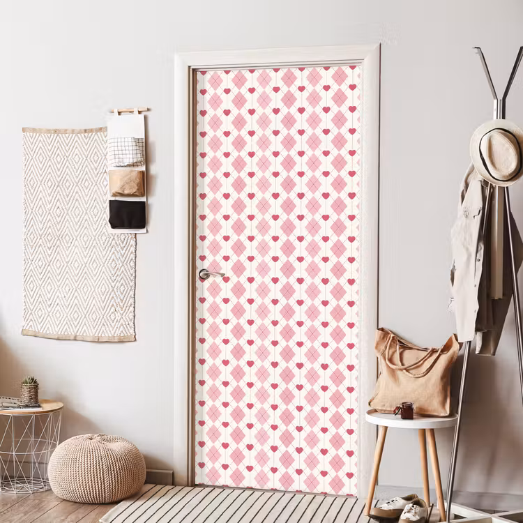 Deursticker - Ruiten - Klassiek - Roze - Wit — 8
