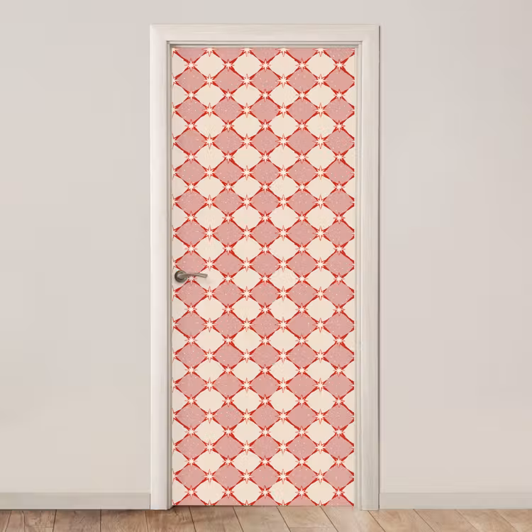 Deursticker - Ruiten - Sterren - Vintage - Oudroze - Rood — 1