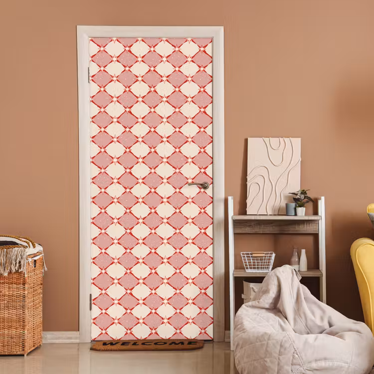 Deursticker - Ruiten - Sterren - Vintage - Oudroze - Rood — 2