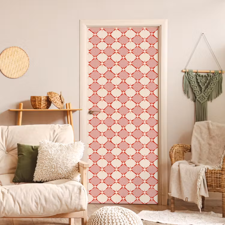 Deursticker - Ruiten - Sterren - Vintage - Oudroze - Rood — 4