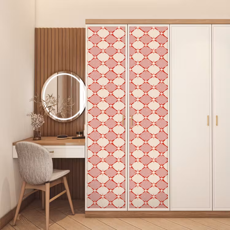 Deursticker - Ruiten - Sterren - Vintage - Oudroze - Rood — 5