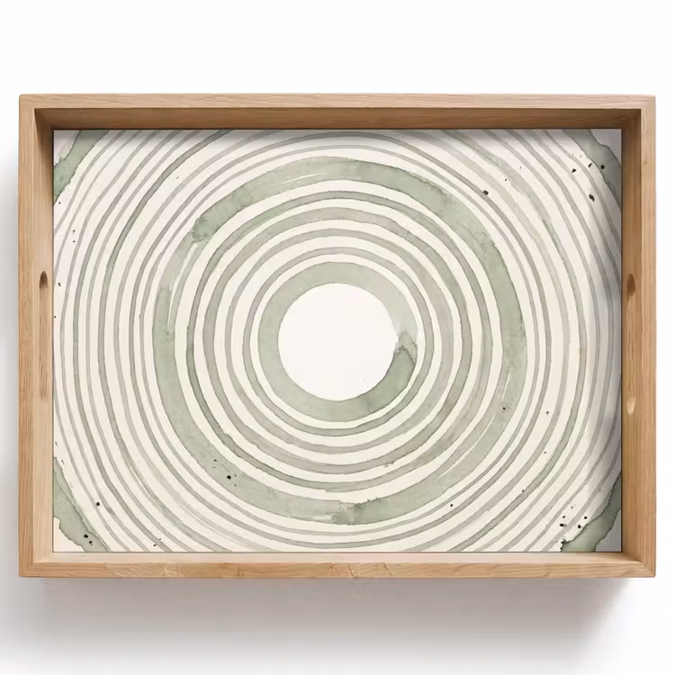 Dienblad - Abstractie - Cirkels - Waterverf - Groen - Modern — 1