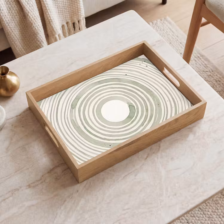 Dienblad - Abstractie - Cirkels - Waterverf - Groen - Modern — 2