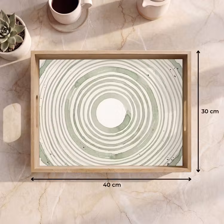 Dienblad - Abstractie - Cirkels - Waterverf - Groen - Modern — 9