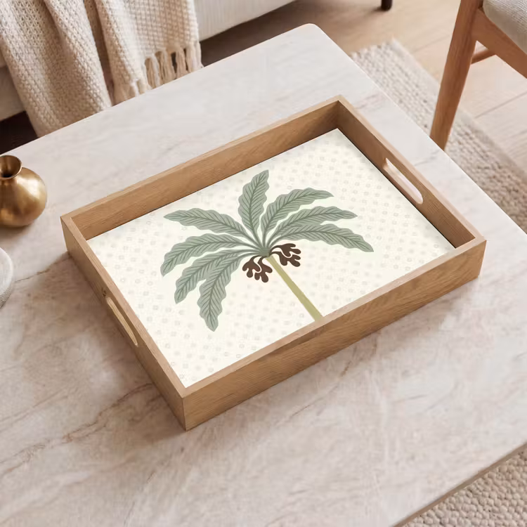 Dienblad - Boom - Bladeren - Groen - Decoratief - Beige — 2