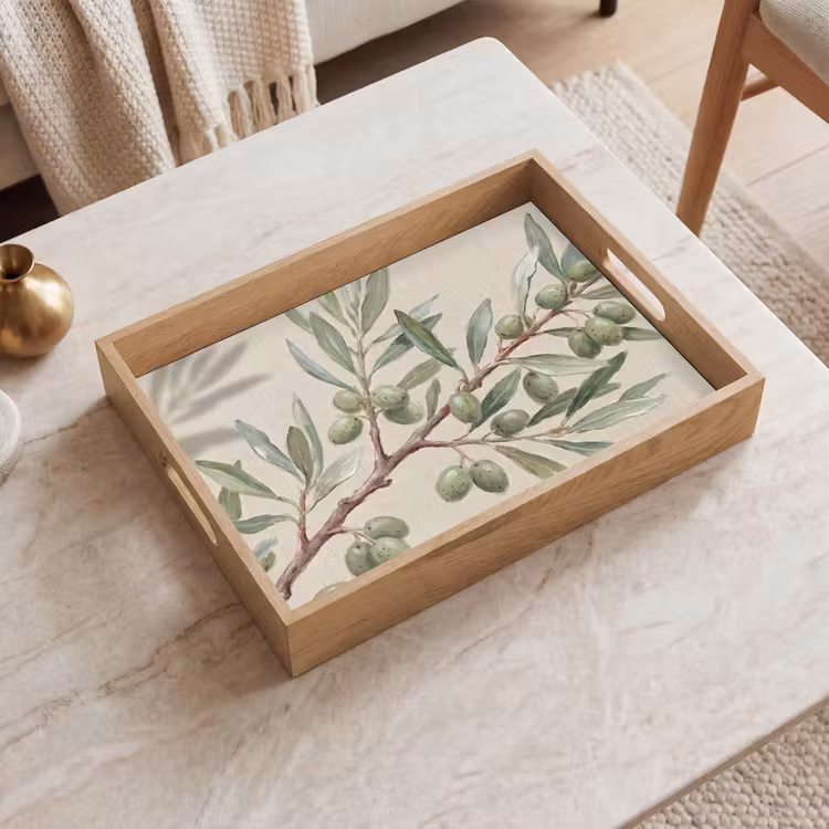 Dienblad - Olijftak - Bladeren - Natuur - Groen - Beige — 2