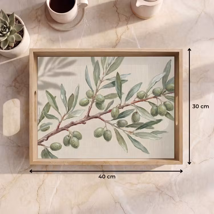 Dienblad - Olijftak - Bladeren - Natuur - Groen - Beige — 9