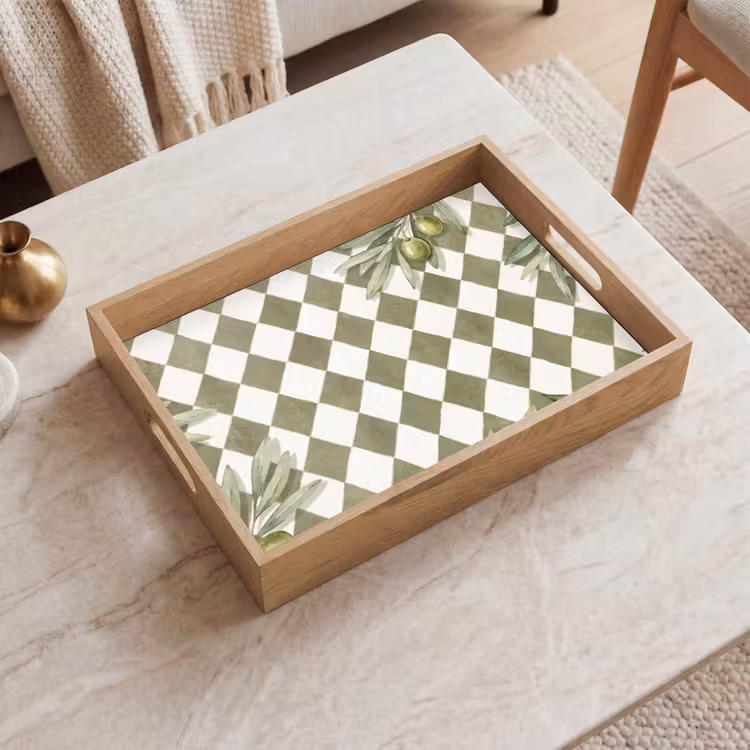 Dienblad - Plant - Olijftakken - Waterverf - Mediterraan - Groen — 2