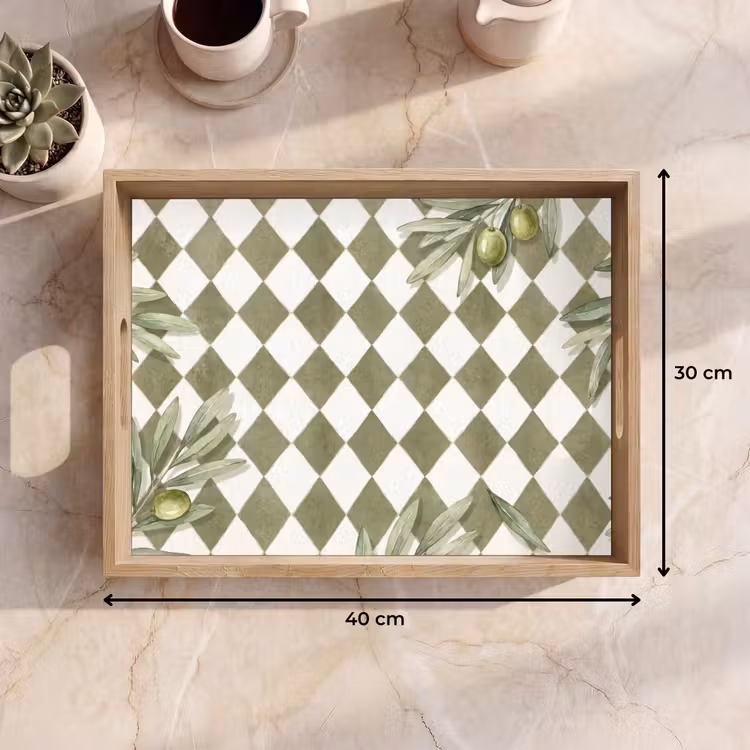Dienblad - Plant - Olijftakken - Waterverf - Mediterraan - Groen — 9