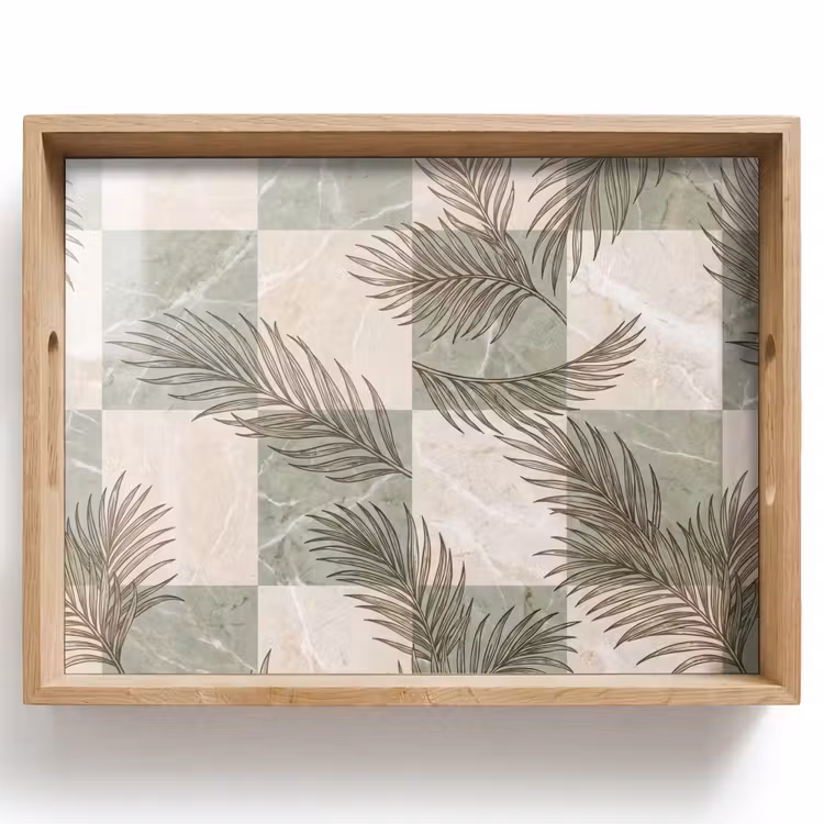 Dienblad - Planten - Bladeren - Marmer - Modern - Groen — 1