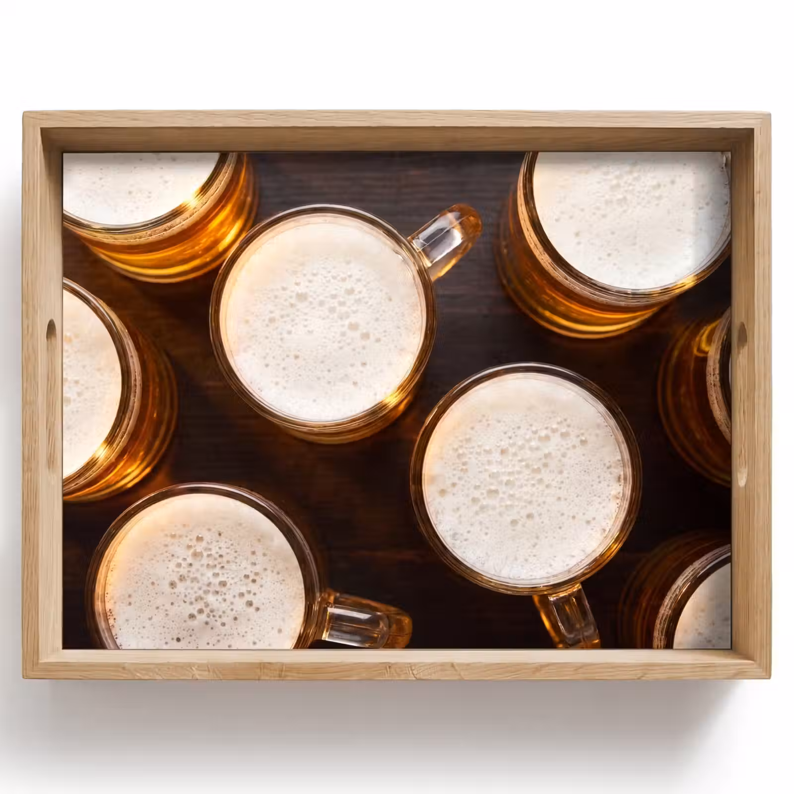 Dienblad - Bier - Glazen - Schuim - Hout - Drank — 1