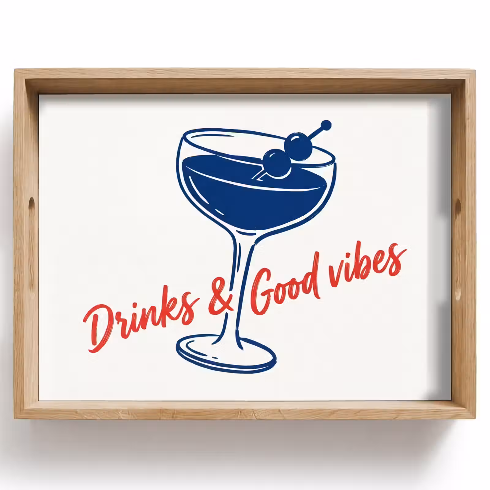 Dienblad - Cocktail - Glas - Illustratie - Blauw - Wit — 1
