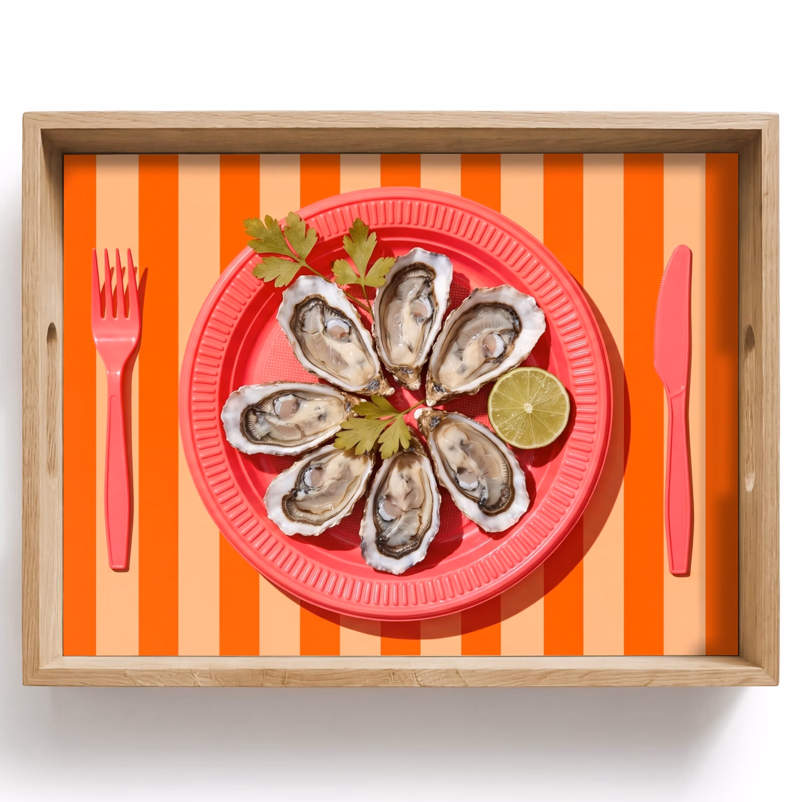 Dienblad - Eten - Oester - Zeevruchten - Oranje - Modern — 1