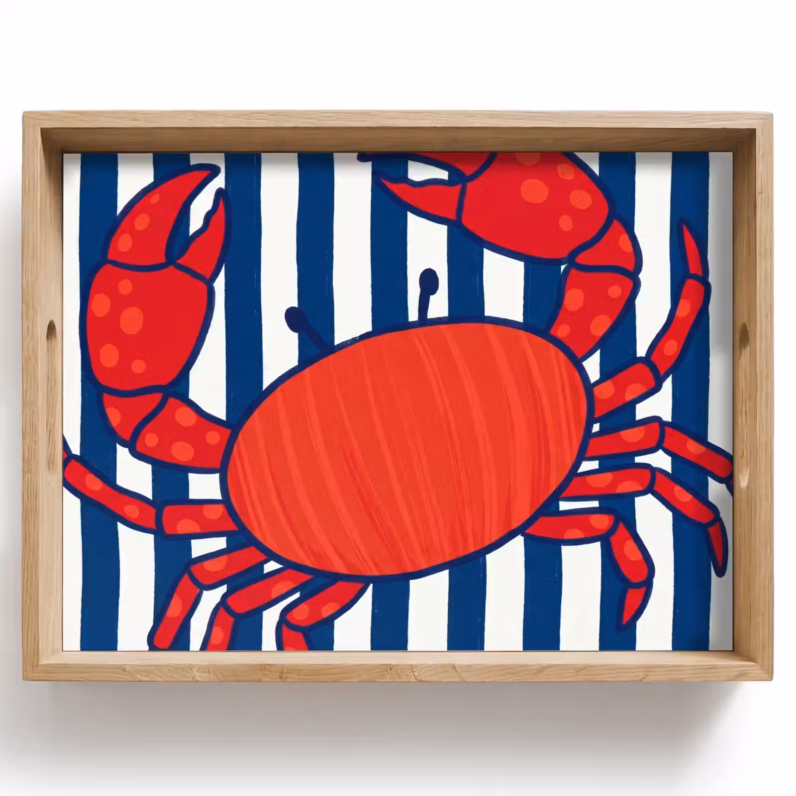 Dienblad - Krab - Strepen - Zeeleven - Illustratie - Rood — 1