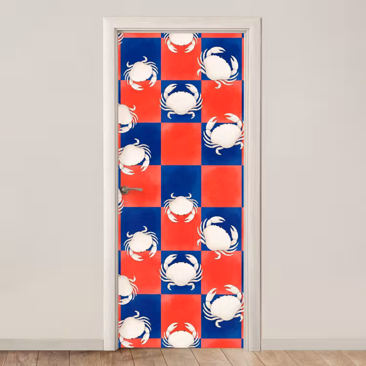 Deursticker - Patroon - Zeeleven - Rood - Blauw - Abstract — 1