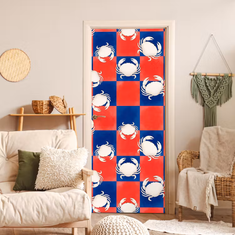 Deursticker - Patroon - Zeeleven - Rood - Blauw - Abstract — 4